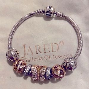 Pandora rose gold silver beads bracelet
